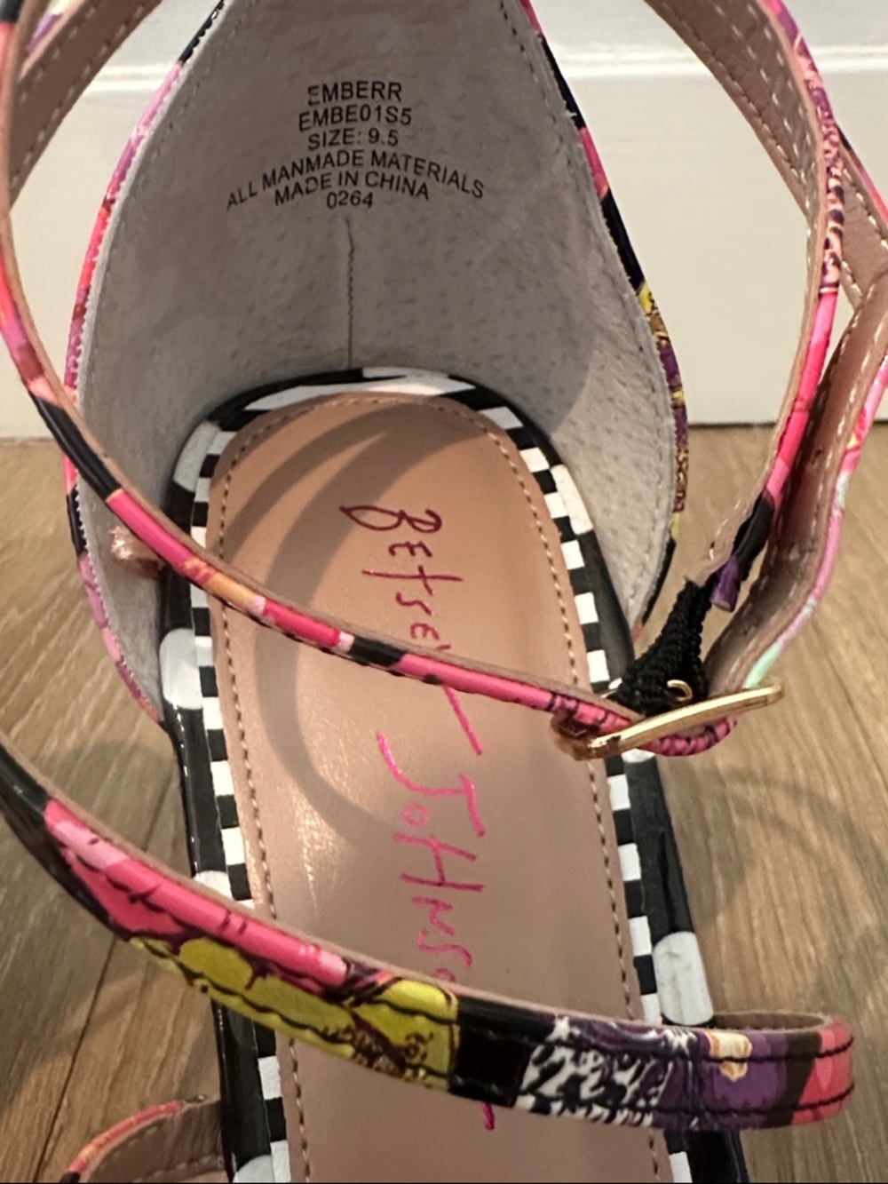 Betsey Johnson Multicolor Butterfly Ankle-Strap Heels Size 9.5 - Picture 2 of 4